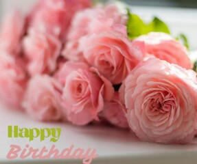 pink roses birthday wishes ,generated ai