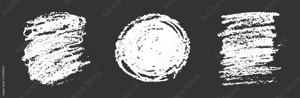 Poster chalk texture stain set. hand drawn chalk background doodle effect stain collection for crayon brush