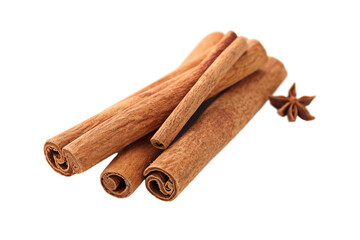 Aromatic Cinnamon Sticks and Anise on White Background with Spice and Herb Decor, Perfect for 