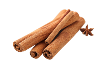Aromatic Cinnamon Sticks and Anise on White Background with Spice and Herb Decor, Perfect for 