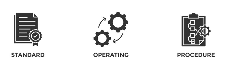 SOP banner web icon vector illustration concept for the standard operating procedure