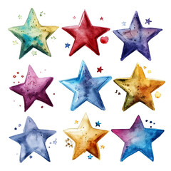 Obraz premium set of stars watercolor on white background