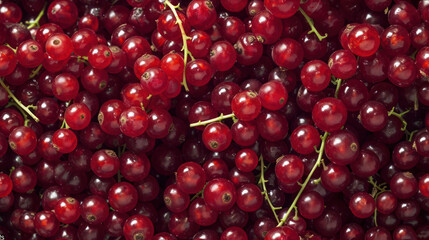  a close up of a bunch of cherries with green stems and red berries on the top of the bunch and the bottom of the cherries on the top of the bunch.