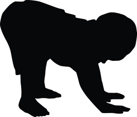 Children silhouette full body illustration in vector format