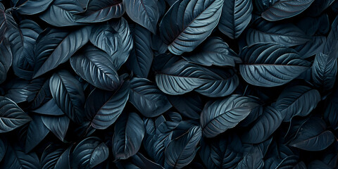 Textures of abstract black leaves for tropical leaf background. Flat lay, dark nature concept, tropical leaf, Generative Ai
