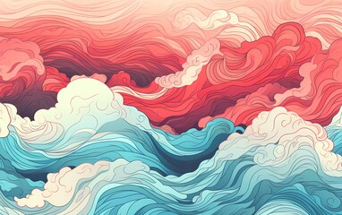 Colorful abstract background with Japanese wave style