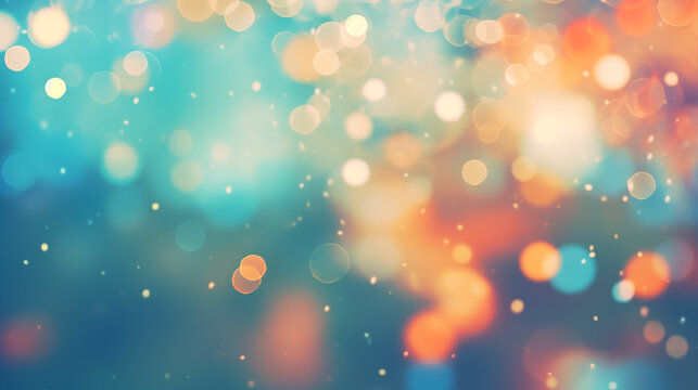 abstract bokeh background orange and blue sparkle gold and teal whimsical light