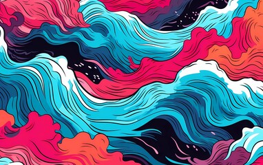 Colorful abstract background with Japanese wave style