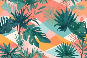 Colorful pattern with palm trees
