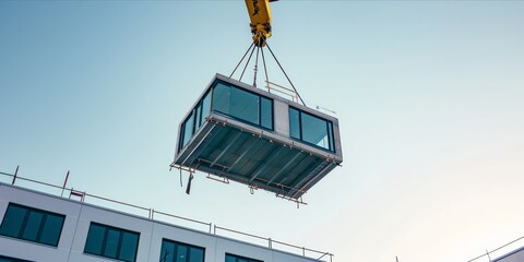 Modular building being lifted by a crane
