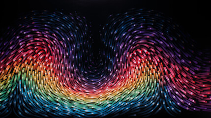Rainbow Ribbons on Black Background Data Visualization Pixels Waves