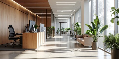 Modern office interior with natural elements