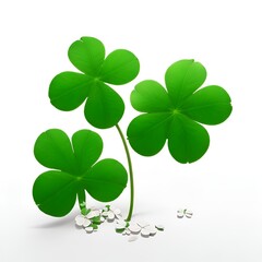 Lucky four leaves clover on white background Generative Ai