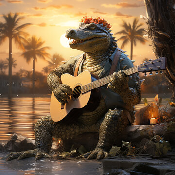 an_alligator_playing_an_acoustic_guitar_uncer_a_live_oak
