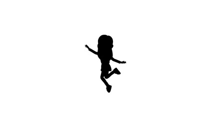 Fototapeta na wymiar Little girl jumping excitedly with cartoon style, 3d rendering. Computer digital drawing.
