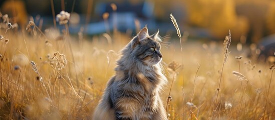 Norwegian cat in field