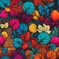 Fototapeta na wymiar Pop atr pattern made by leaf design in colorful 