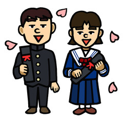 卒業式の生徒　イラスト