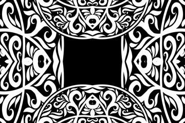 Black and white batik ethnic dayak ornament for wallpaper ads background or textile pattern 