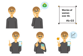 主婦　女性　ミドル　悩み　スマホ　ショートヘア　