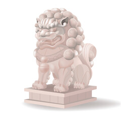 China Lion Antique Statue Isolate Vector