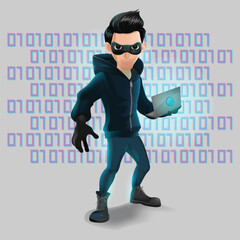 Digital Hacker Chacrter Mascot Isolate Vector
