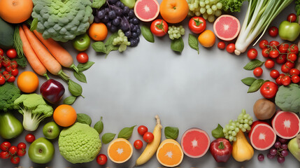 Fresh organic vegetable on dark background with text space. Generated with AI.