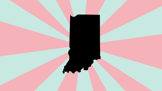 Animated map of the state of Indiana with a rotating background