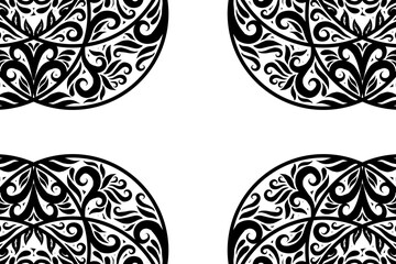 Black and white batik ethnic dayak ornament for wallpaper ads background or textile pattern 