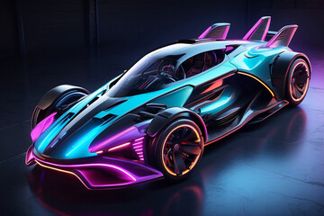 futuristic car with neon lighting style