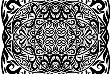 Black and white batik ethnic dayak ornament for wallpaper ads background or textile pattern 