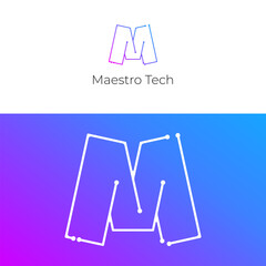 M tech logo. Letter M Technology logo. modern letter M logo design.