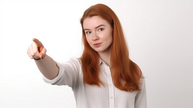Woman Pointing with Index Finger