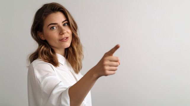 Woman Pointing with Index Finger