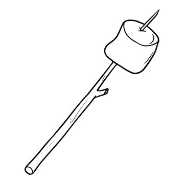 recommend clip art: marshmallow on stick illustration outline vector