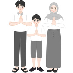 muslim family greeting eid mubarak