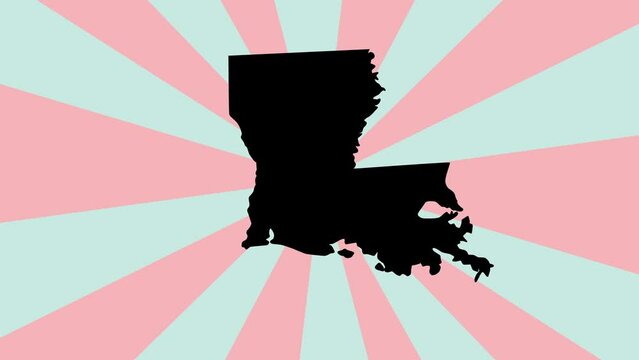 Animated map of the state of Louisiana with a rotating background