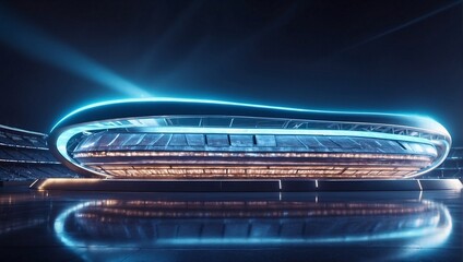 3d futuristic stadium illustration with night sky - obrazy, fototapety, plakaty