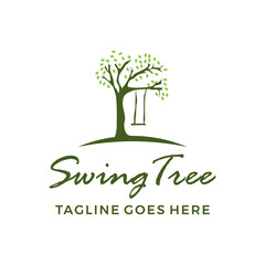 Obraz premium Nature swing trees simple logo vector illustration