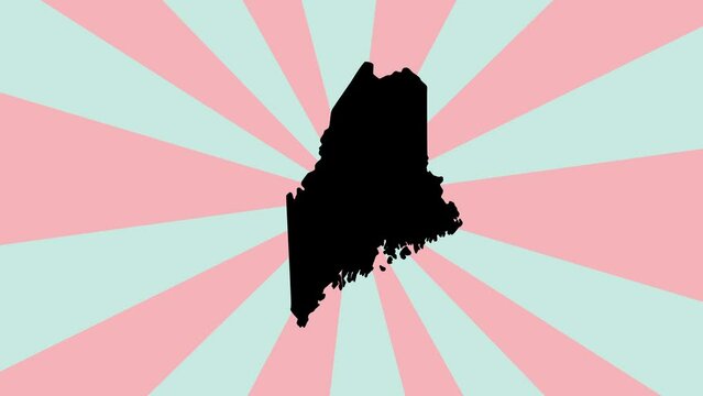 Animated map of the state of Maine with a rotating background