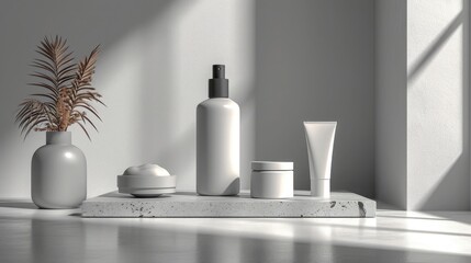 Various product bottles On a white background for use in design.