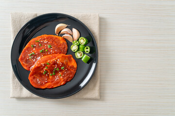 pork Korean marinated or fresh pork raw marinated with Korean spicy paste