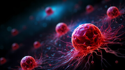 Obraz premium Human cell or embryonic stem cell medicine, human cell biology DNA molecular structure