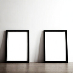 Two Black Blank Frames on Wall: Modern Gallery Styling