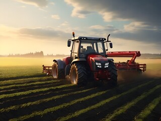 Fototapeta premium Modern and latest tractor on the field