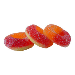 Circle ring sugar coated gummy candy isolated transparent