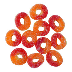 Circle ring sugar coated gummy candy isolated transparent