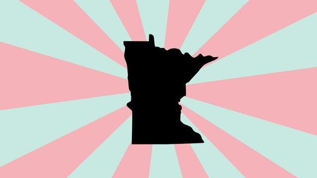 Minnesota state map animation with a rotating background