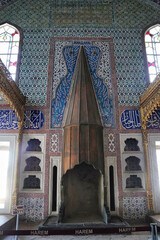 The Fireplace of the Valide Sultan Chamber or Chamber of the Queen mother inside the Topkapi palace Harem in Istanbul, Turkey - obrazy, fototapety, plakaty