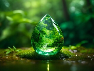  droplet in the forest. generative ai - obrazy, fototapety, plakaty